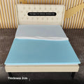 Thin gel memory cotton tatami mattress showing size and thickness options on a tatami mat.