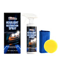 HOMONTH headlight restoration spray 120ml bottle with sponge and towel on a car bonnet