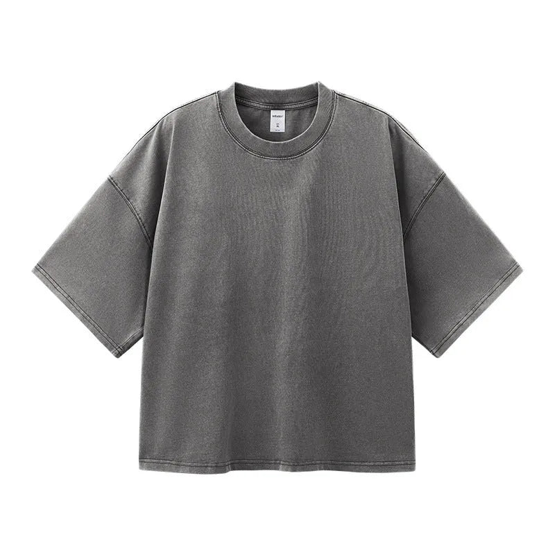 Men's vintage washed cotton t-shirt in loose fit with drop-shoulder sleeves