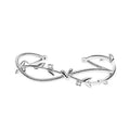 Copper tree branch sprout bracelet with cross twisted design in white gold electroplated finish