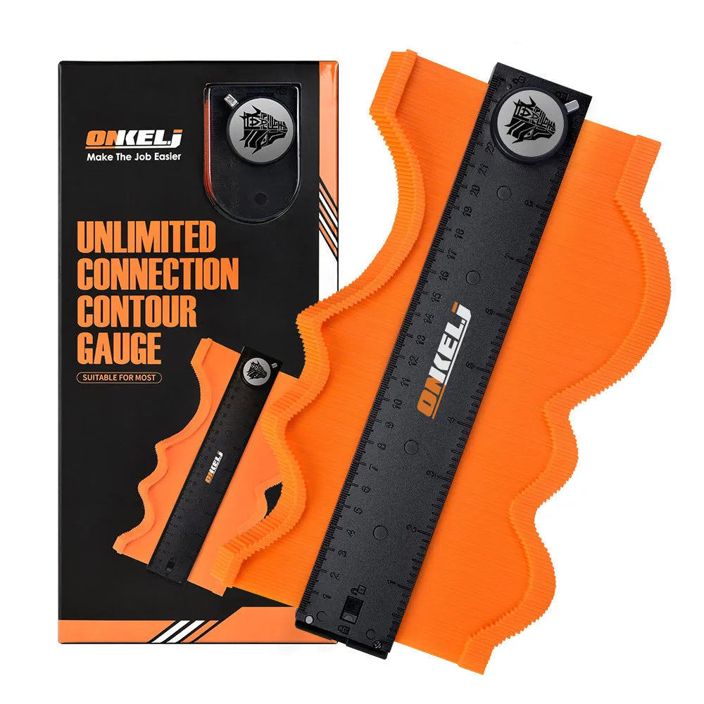 10-inch locking contour gauge with stainless steel pins for woodworking and tiling shape transfer.