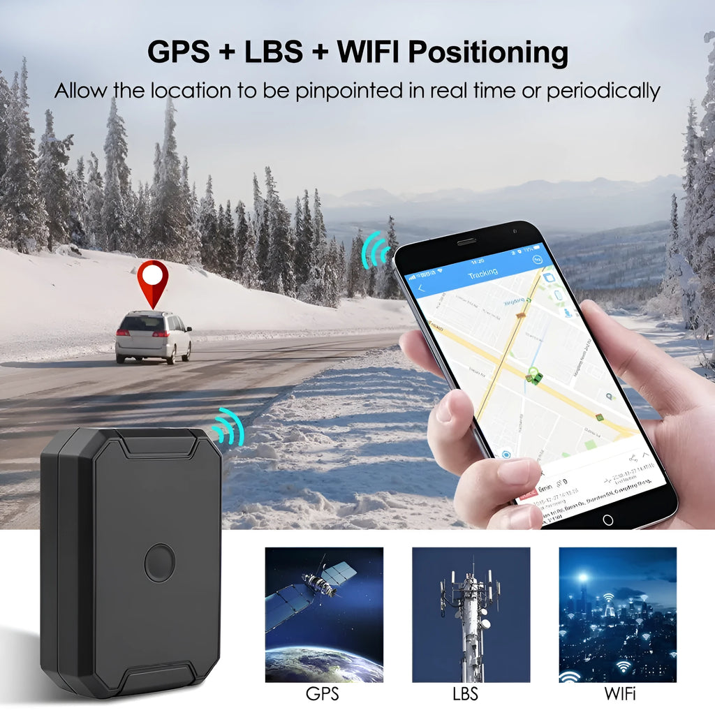 Black GPS car locator with 6000mAh battery and ceramic antenna