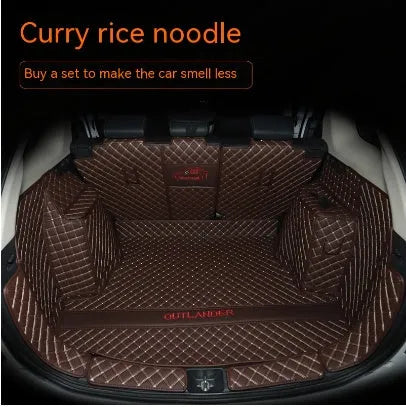 Custom 3D non-slip boot liner for Mitsubishi Outlander in a black colour with contrasting stitching.