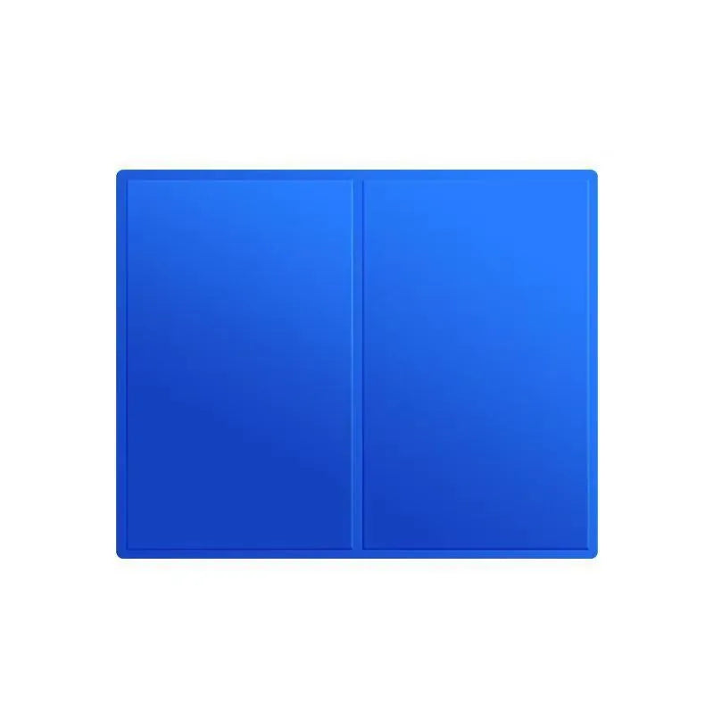 Blue gel cooling pet pad for dogs and cats, foldable waterproof nylon mat, size XS to XXL