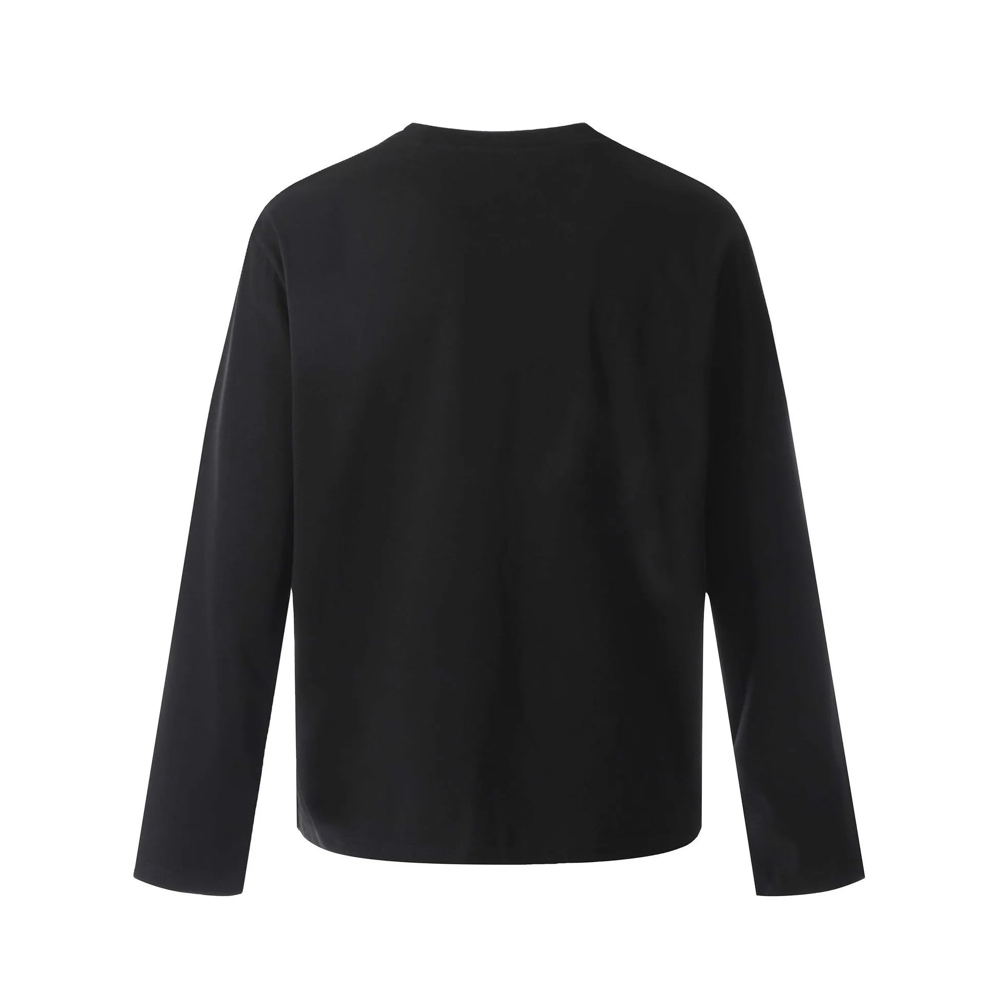 American retro style loose fit cotton long sleeve top in black and flower grey colours