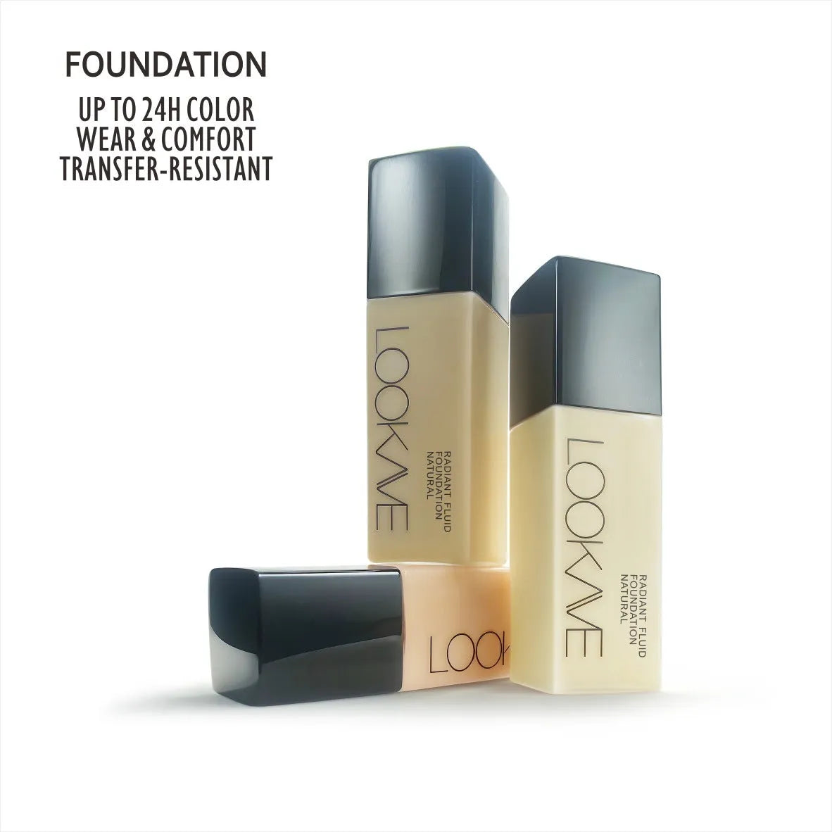 LOOKAVE Matte Liquid Foundation bottle in shade LK63C-01, Ivory White