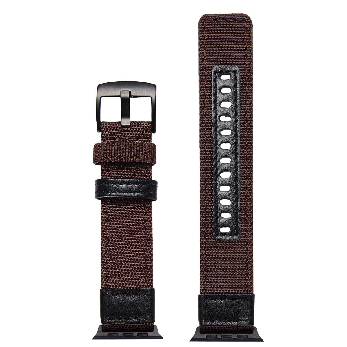 Waterproof stain resistant nylon canvas watch strap in black for 42mm smartwatch armband type
