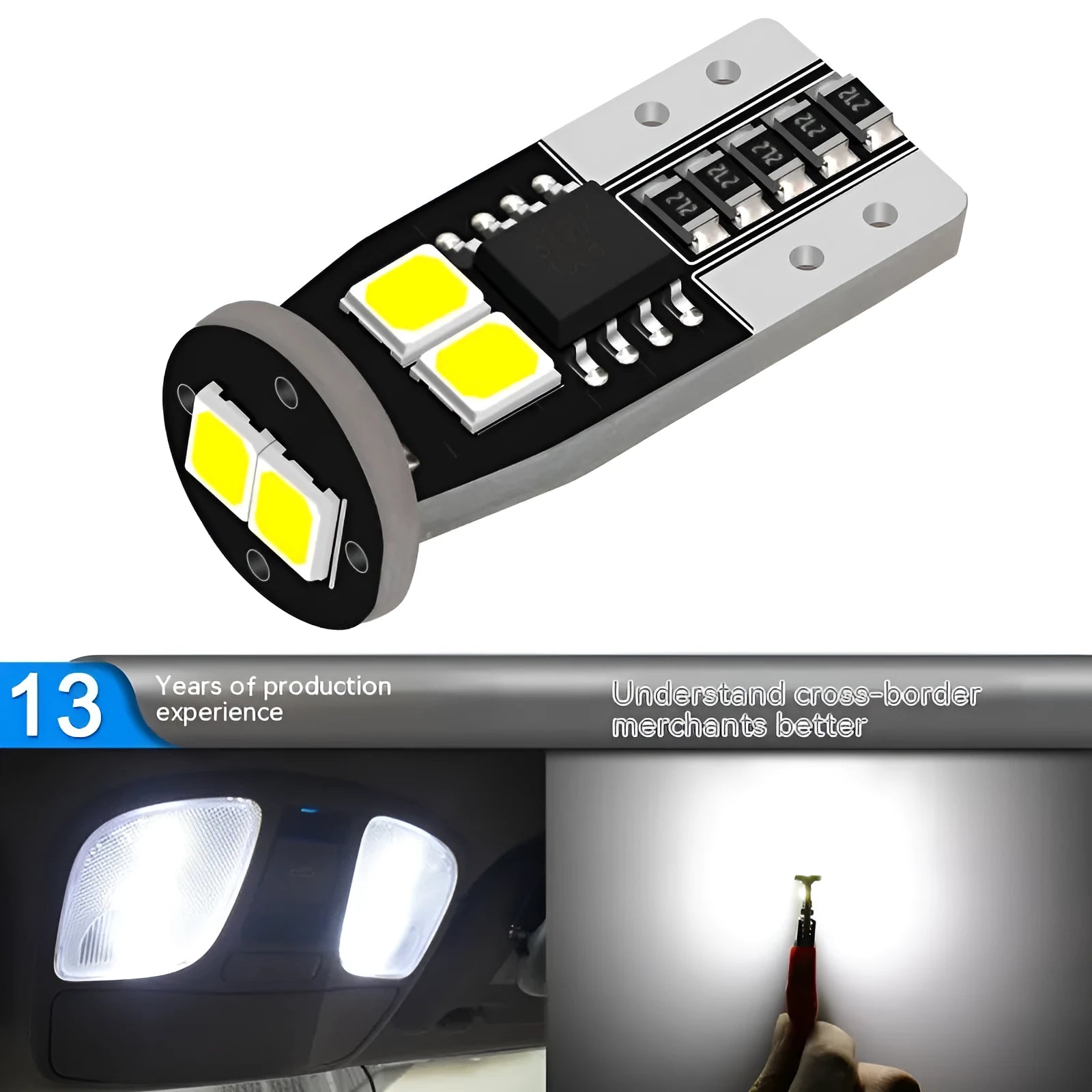 Small 10mm car number plate light with fibre glass board construction for vehicle registration plate illumination