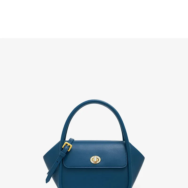 Women's cow leather wing handbag with cross-body strap and hand handles in black colour option