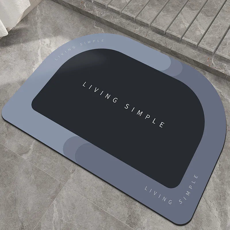 Oval and semicircle super absorbent floor mats in grey, blue, red, khaki colours with non-slip rubber backing