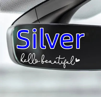 Plastic rearview mirror sticker 10x3cm in black on a car mirror