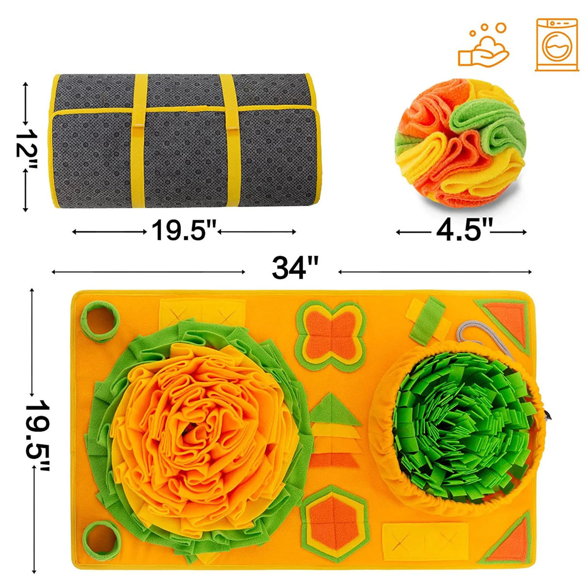 Polar fleece pet sniffing pad 85x50cm with free ball for interactive dog puzzle play