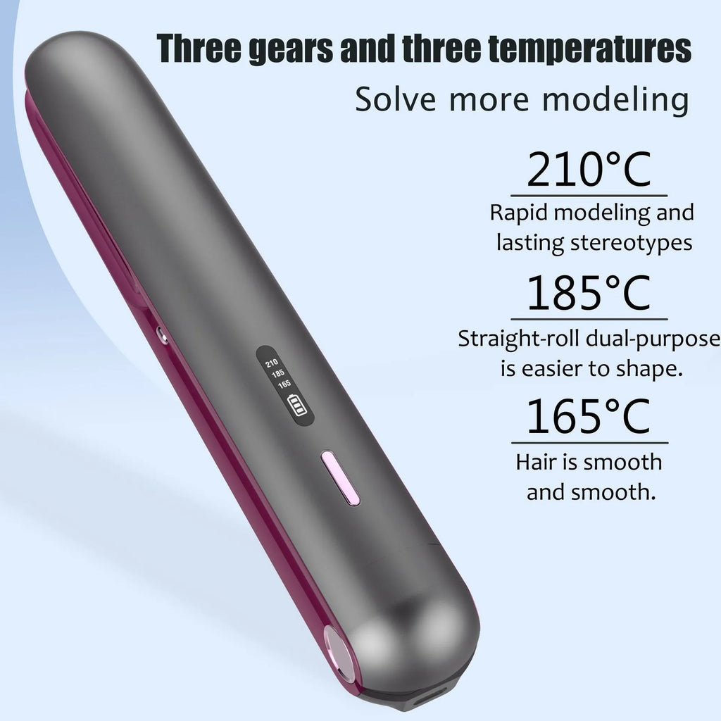 Moon shadow grey wireless small hair straightener with tourmaline ceramic plates