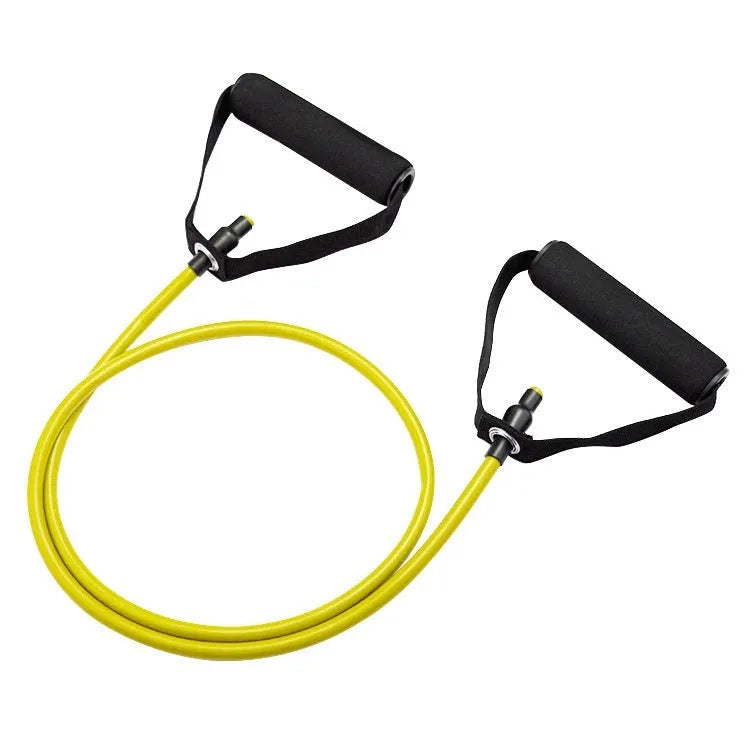 Adjustable chest expander fitness equipment with yellow, green, red, blue, and black TPE tension ropes.