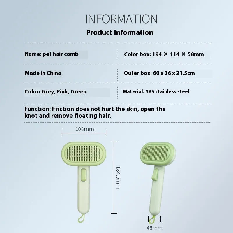 Large pet hair removal comb with stainless steel teeth and lady shaver in light grey colour