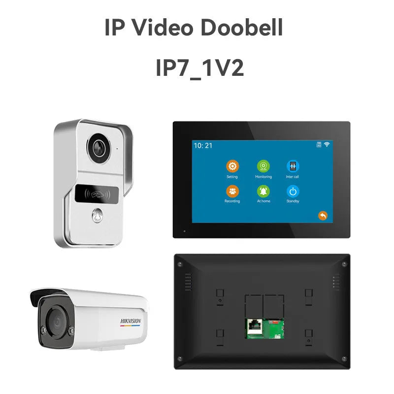 1080P video intercom doorbell system with 10-inch indoor display monitor and outdoor camera unit