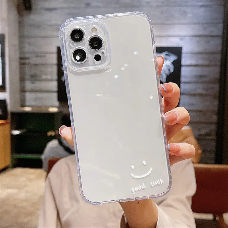 Transparent TPU phone case with cute pattern for iPhone 6 to 13 series