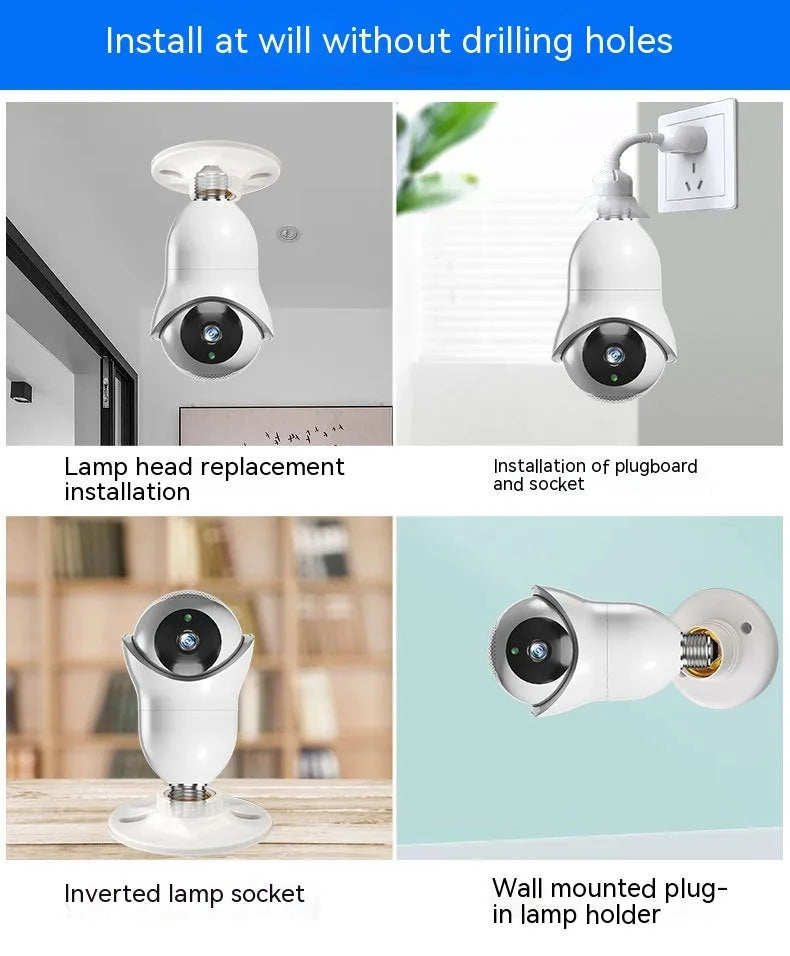 Dual band outdoor night vision light bulb camera in 100W or 200W with 720p or 1080p and smart night vision