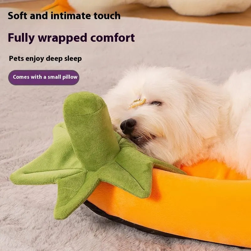 Brown removable washable dog mat on a wooden floor next to a dog crate.
