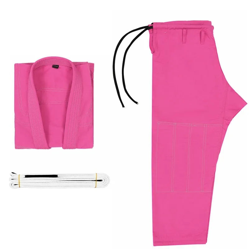 Brazilian Jiu-jitsu and judo training uniform set in a cotton blend fabric, shown in one of five available colours.