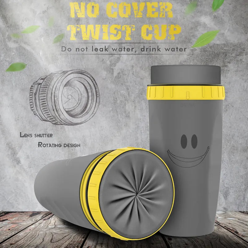Twist top lidless double wall insulated travel cup with silicone membrane seal, 300ml, available in multiple colour styles