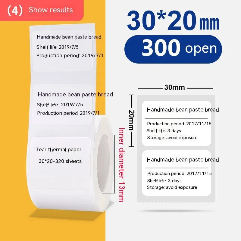 Roll of white 40x40mm thermal adhesive label paper with 160 sheets for retail pricing