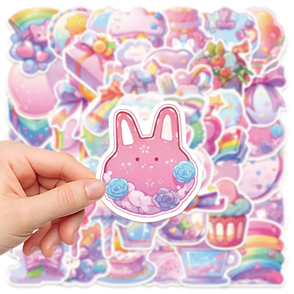 Pack of fresh candy theme decorative waterproof stickers, each measuring between 4 and 7 centimetres.