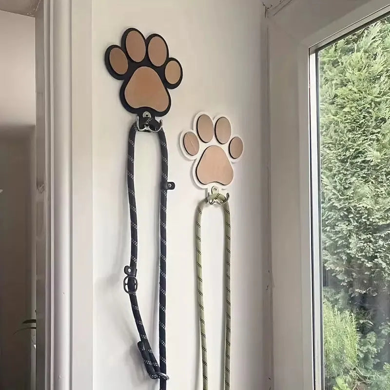 Wooden paw print hook in black colour for household wall storage