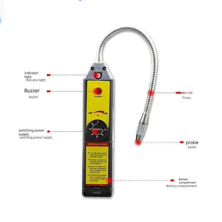 WJL-6000 electronic halogen leak detector with extended probe for automotive refrigerant detection