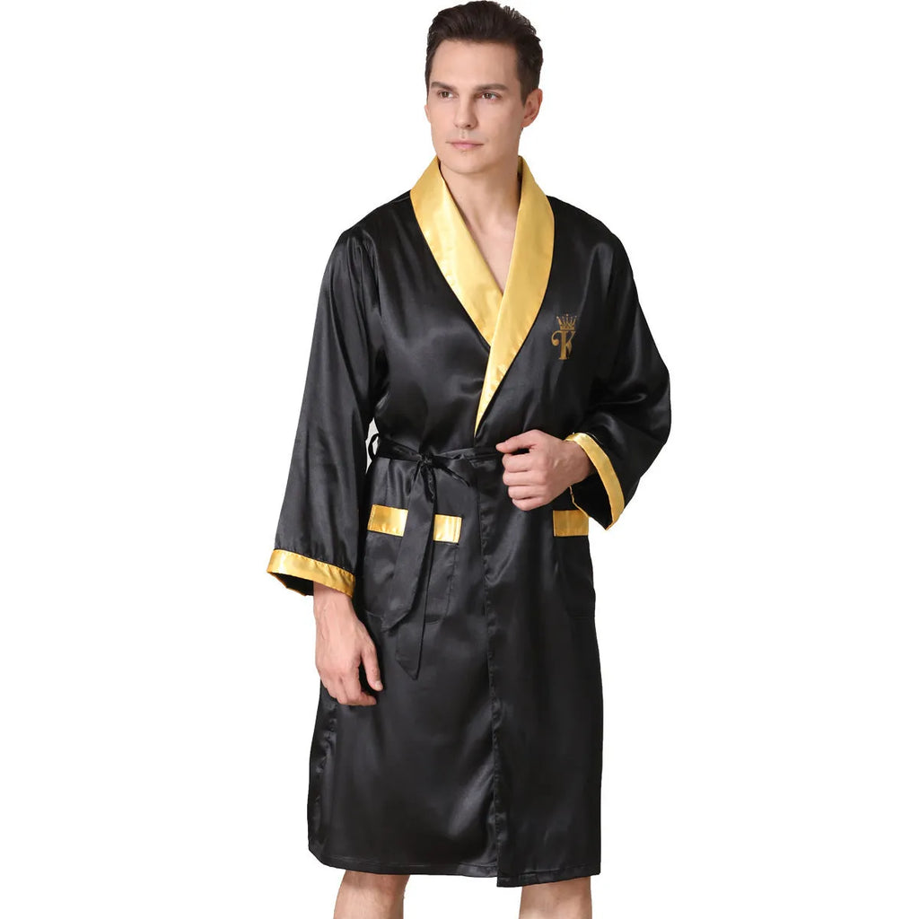 Men's lightweight summer bathrobe in rayon polyester available in multiple colours and continental sizes.
