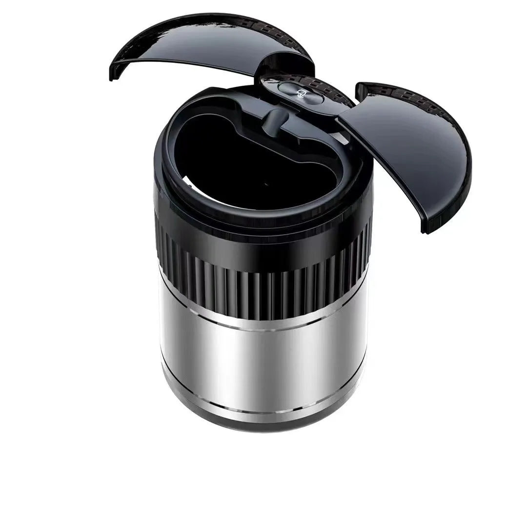 Car automatic sensing metal smart ashtray with lid in black colour
