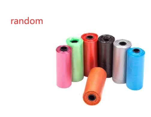 Coloured rolls of dog waste bags showing various colour options with 22.5x30cm dimensions