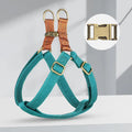 Vest style dog leash harness in brown colour with adjustable straps and alloy fasteners