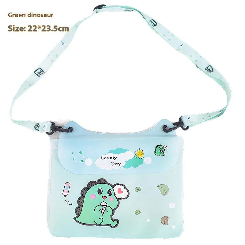PVC waterproof mobile waist bag with touch screen and adjustable strap, blue whale cartoon design