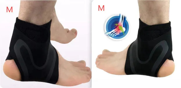 A left-foot or right-foot specific ankle support brace for adult sports like running and basketball