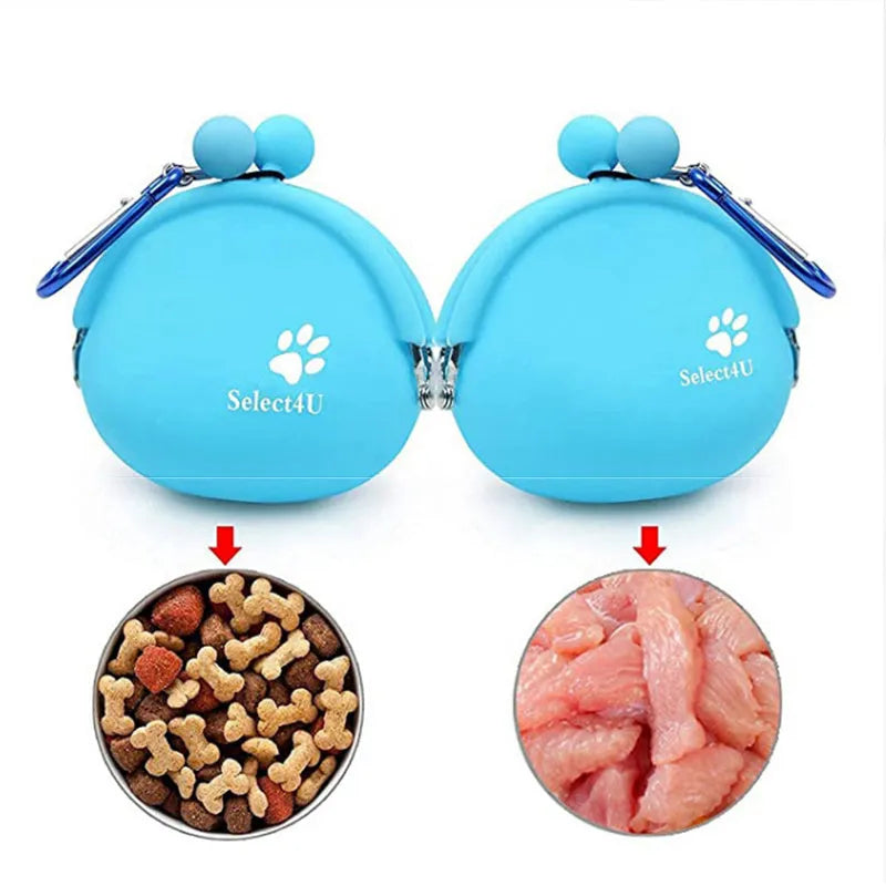 Silicone dog training treat pouch with waist attachment in assorted colours