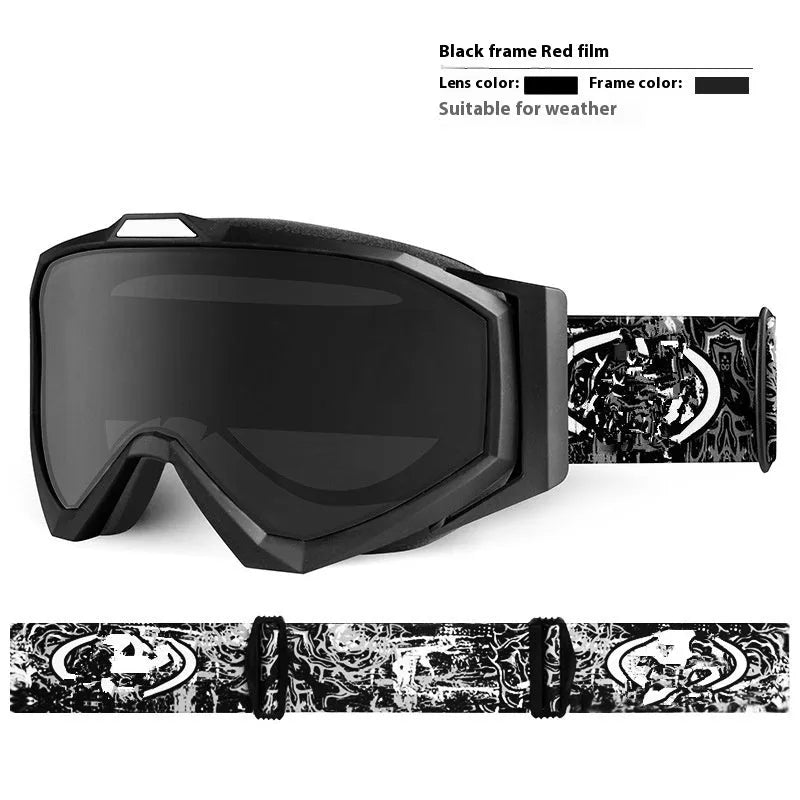 Motorcycle goggles with double layer anti-fog construction in TPU material with storage cloth bag