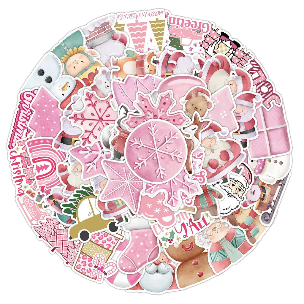 50 Christmas decoration stickers showing cute designs for cars phones computers