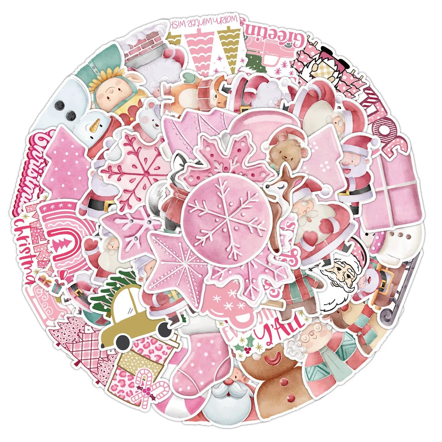 50 Christmas decoration stickers showing cute designs for cars phones computers
