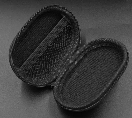 Black oval leather earphone storage bag for EDX PRO, ZEX PRO, and DQ6S earphone models