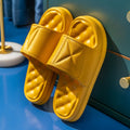 Soft EVA bathroom slippers with thick non-slip soles in caramel colour