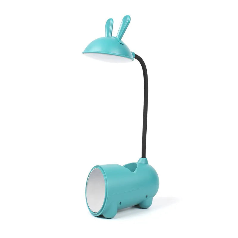 Cartoon desktop lamp with pen container in green, dark blue, or pink colours