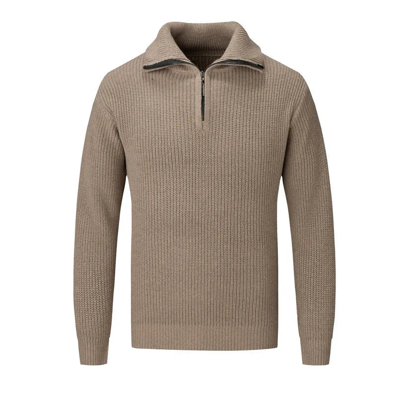 Men's slim fit solid colour pullover sweater in polyester blend fabric for autumn and winter wear