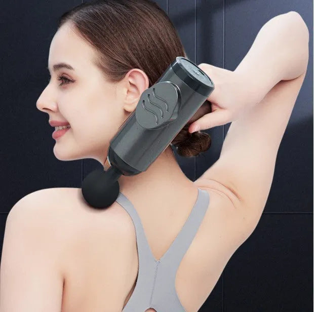 Massage gun with brushless motor, USB charging, dark gray or dark green, 4 or 8 heads, 36dB low noise