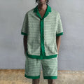 Men's short-sleeved shirt and shorts set in colour MHX01344 with elastic polyester fabric