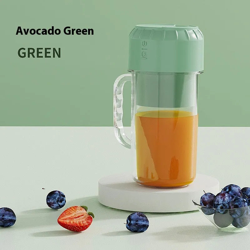 Household USB-powered juicer in cherry blossom pink colour with portable charging capability