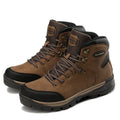 Men's high-top winter cotton boots with cowhide upper and plus velvet lining, in black, brown, or yellow