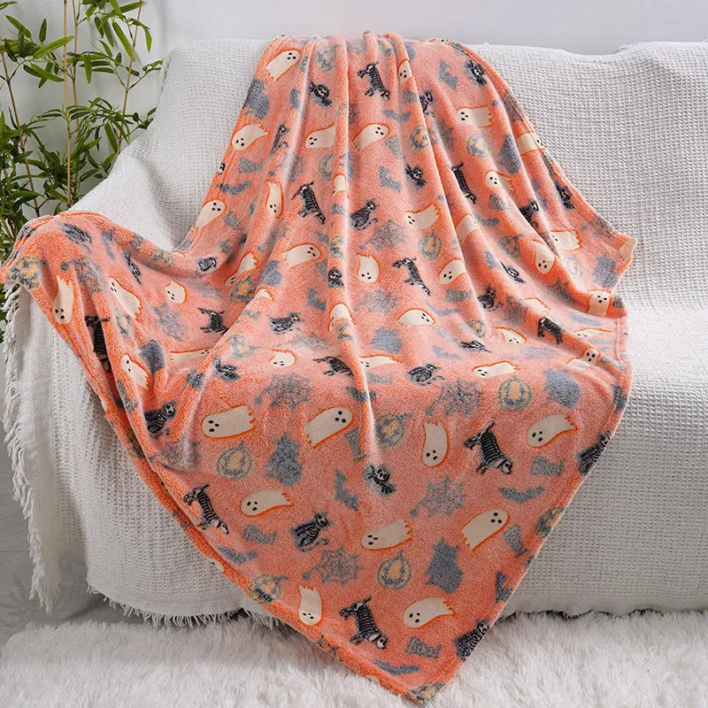 Children's flannel blanket with cartoon pattern in five colour options, sizes 100x150cm or 130x150cm
