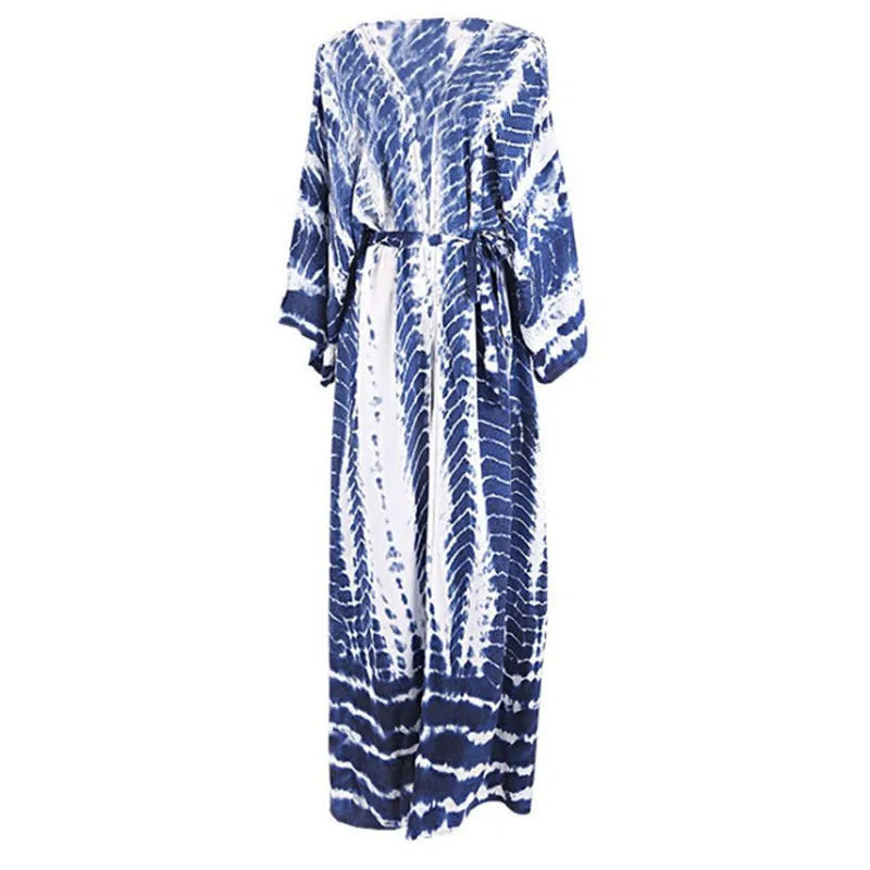 Printed loose-fit cotton beach cover-up shirt for sun protection over swimwear