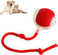 Grey interactive rolling ball pet toy with rope attachment measuring 6.5cm